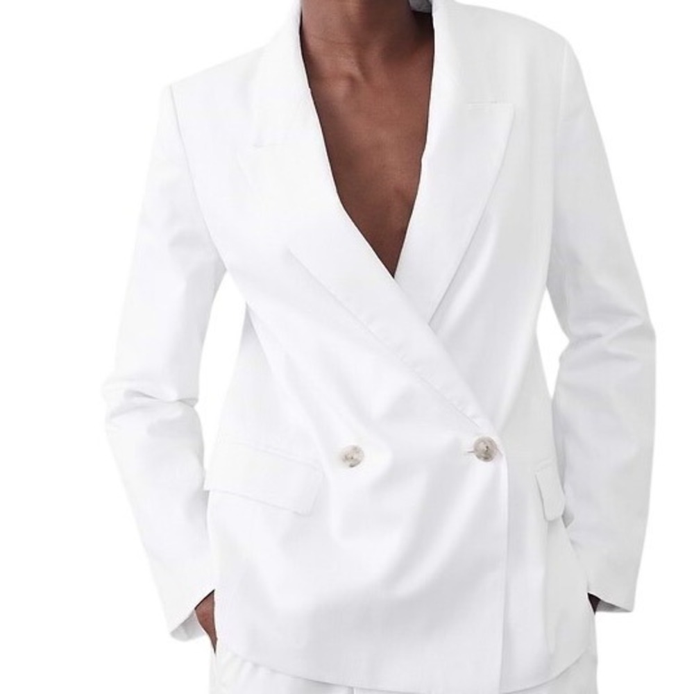 Banana Republic White Double-Breasted Linen Blazer, NWT